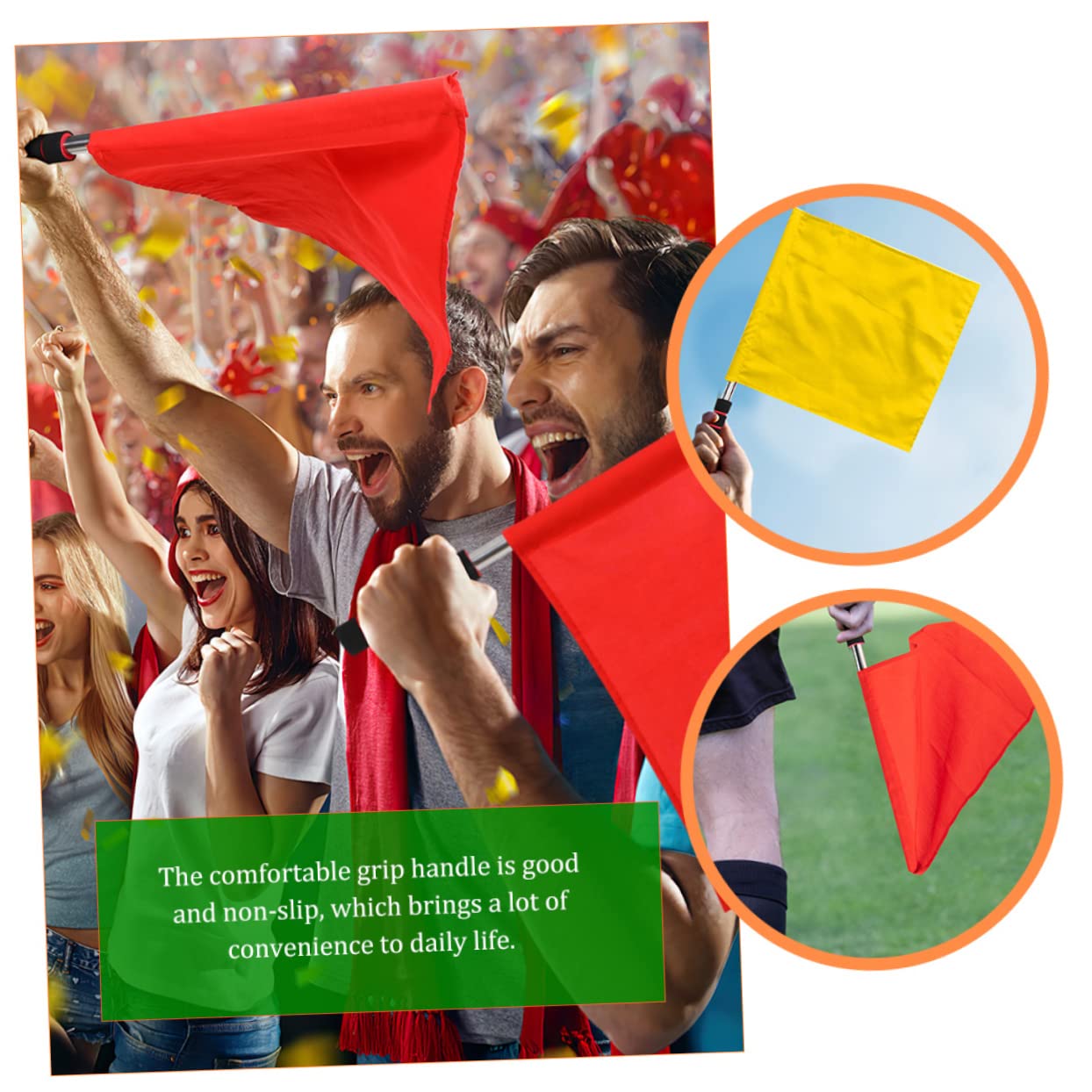 BCOATH 2pcs Judges Flags Stainless Steel Referee Flags Vibrant Colors and Comfortable Handles for Sports Events