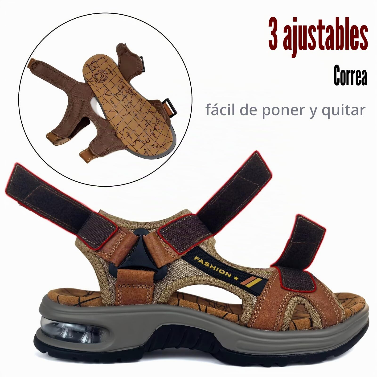 Sandalias Deportivas de Cuero para Hombre Verano Punta Abierta Sandalias de Trekking