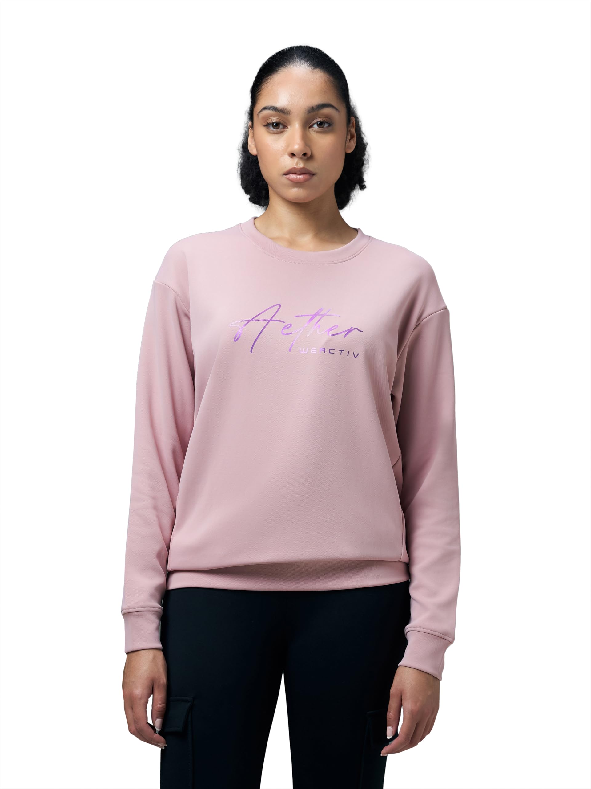 Women's Regular Fit Polyester Crew Neck Graphic Print Full Sleeve Sweatshirt with Elastoplus, Quick Dry-image-37
