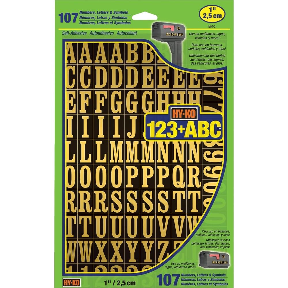 Hy-Ko Packaged Numbers &amp; Letters, DIY Address Number Stickers for Deliveries and Navigation, Self-Adhesive House Decals for Siding, Door, Mailboxes