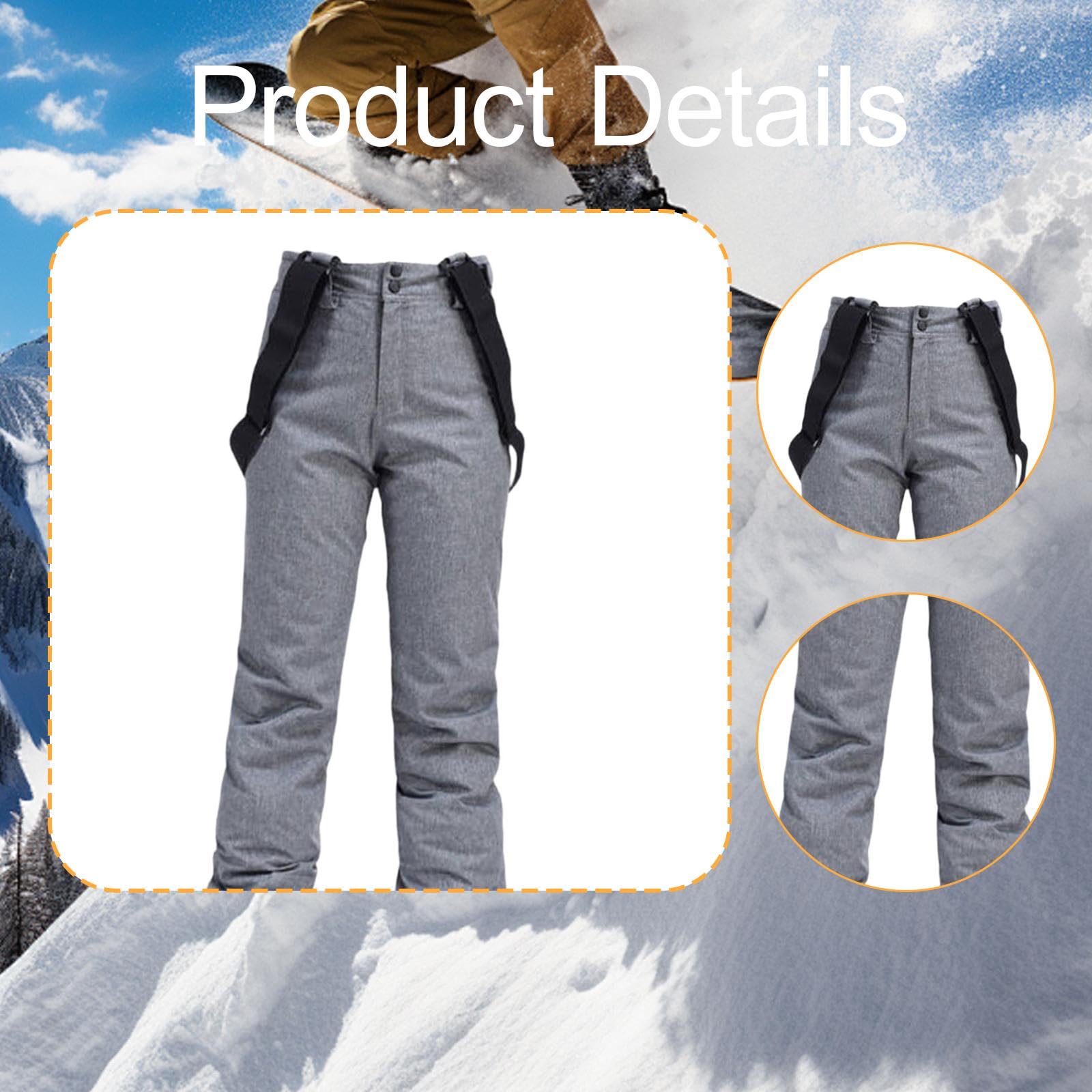 Homyl Pantaloni Pantaloni Lunghi Da Neve Salopette Imbottiti Antivento con Bretelle Regolabili Poliestere per Snowboard Escursioni Invernal