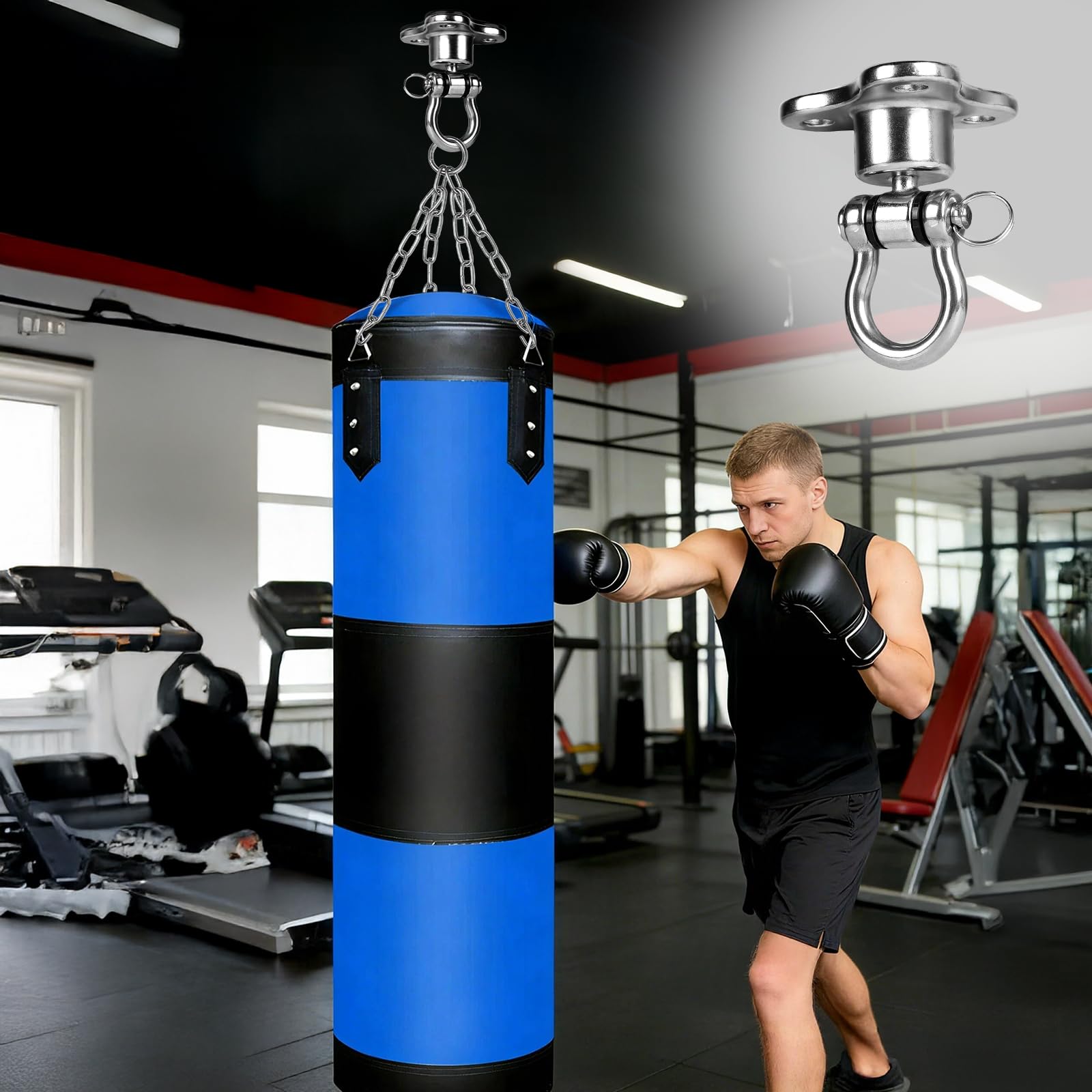 DBREAKS Gancho de Techo Tarea Pesada, 360° Rotación, Gancho de Techo de Acero Inoxidable para Columpios, Capacidad de Carga 408 kg, Suspensión para Sillas Colgantes, Hamacas de Yoga y Sacos de Boxeo