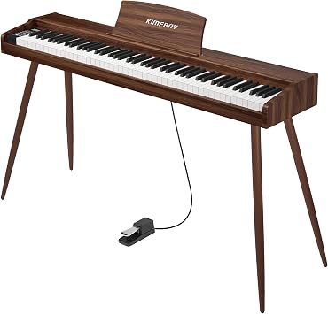 KIMFBAY Electronic Piano, 88 Keys, Wooden, Electronic Piano, 88 Keys, Digital Piano, Beginner, MIDI Compatible, Pedal, Stand, Adapter, Japanese Instruction Manual