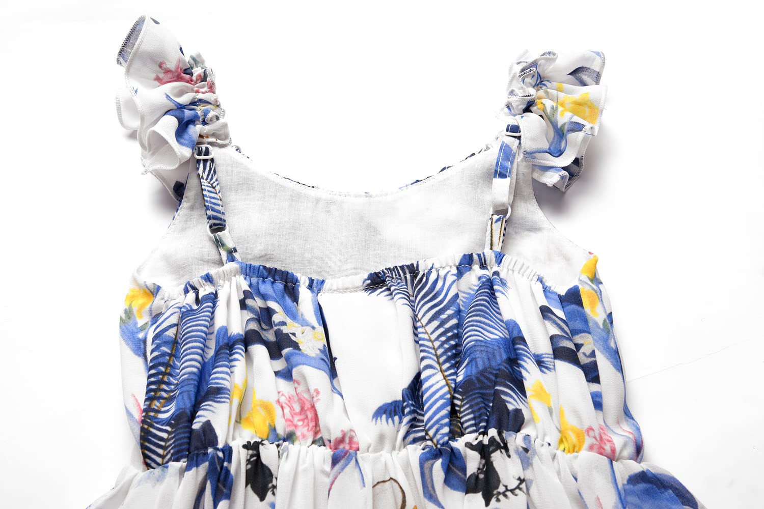 BONNY BILLY Vestito Bambina Ragazza Estivo Casual Hawaiano Spiaggia Lungo Chiffon Floreale Senza Maniche