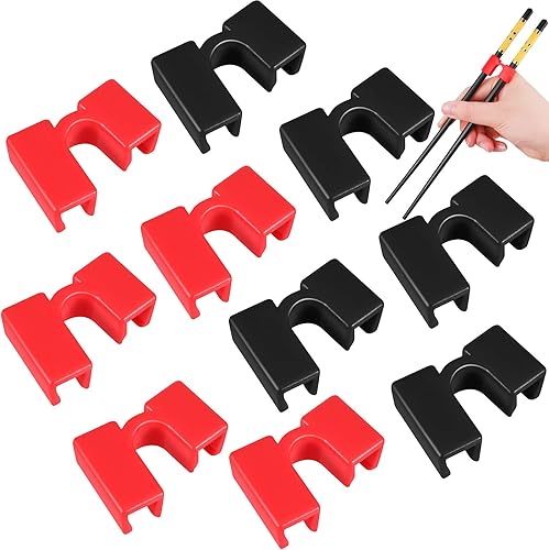 Miniatura 8 de 10 palillos reutilizables para entrenamiento de palillos y bisagras, conector de plástico reutilizable para adultos y niños, entrenadores