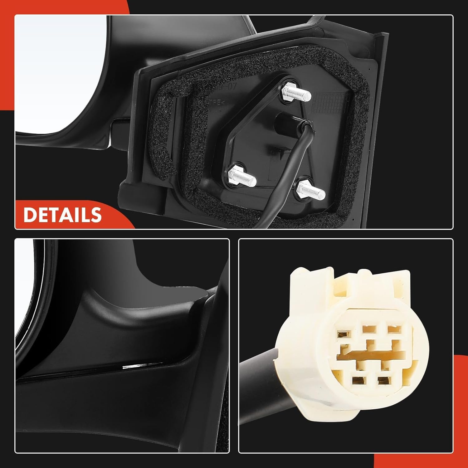 A-Premium Driver Side Power Door Mirror - Compatible with Toyota Yaris 2007 2008 2009 2010 2011 Hatchback 2-Door - Non-Heated Folding Smooth Black Outside Rear View Mirror