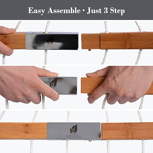 Miniatura 5 de SUNCREAT Hamaca doble portátil con barra separadora curva, capacidad de 450 libras, hamaca resistente para exteriores con bolsa exterior, gris oscuro