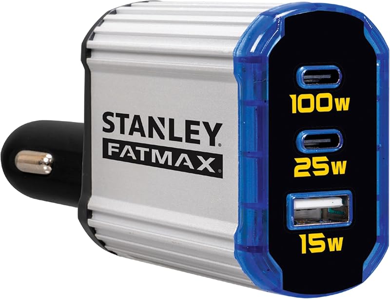 STANLEY DC100F 100 Watt Power Inverter for Vehicles | Dual USB-A and USB-C Ports, Plugs Into Your Vehicle's Cigarette Lighter Port