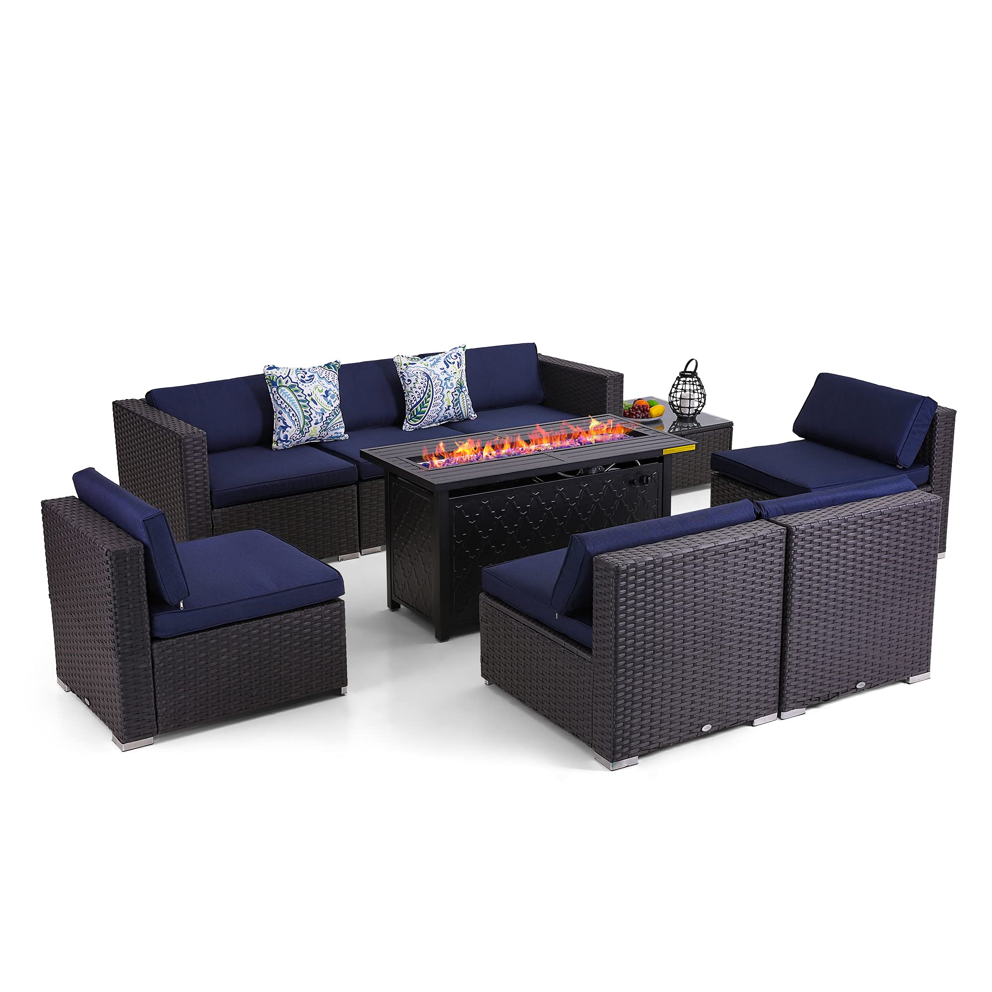 Buy PHI VILLA Patio Furniture Set 9 Pieces Outdoor Sectional Rattan