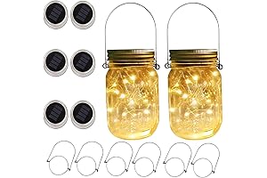 6-Pack Solar Mason Jar Lights for Outdoor Decoration
