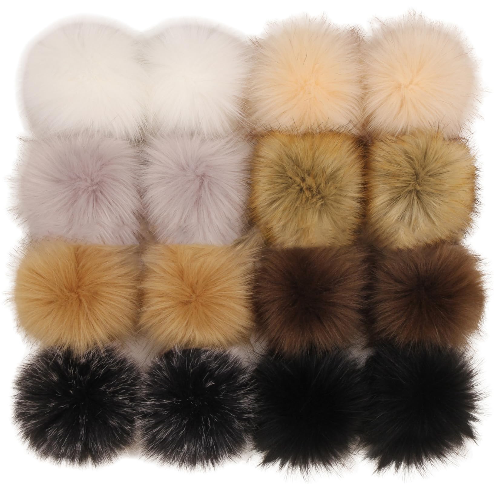 Wedhapy Elastic Band 3.9'' Faux Fur Pom Poms For Hats 16Pcs Soft Fluffy Pom Pom Balls, 3.9'' Pom Poms For Hat With Elastic Band, Diy Pom Poms For Knitting Hat Shoes Scarves Bag Beanie Pom Pom