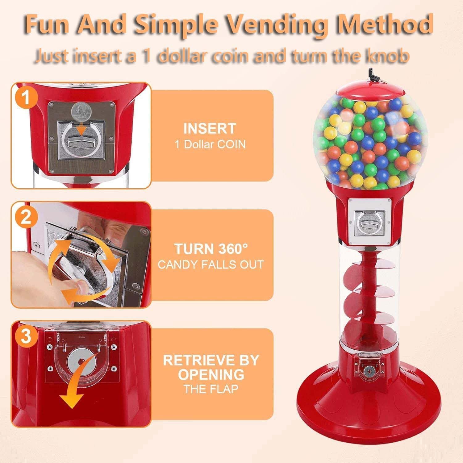Gashapon Expendedora de Cápsulas Dispensador de Bolas de Chicles Máquina Gacha de Dulces Máquina Gashapon de Cápsulas de Caramelos de Dulces para Cápsulas Retro Yellow