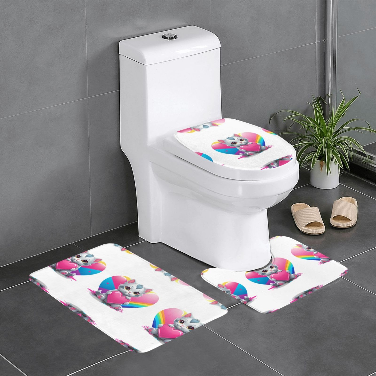 Tapis de salle de bain antidérapants pour meuble-lavabo et WC colorés