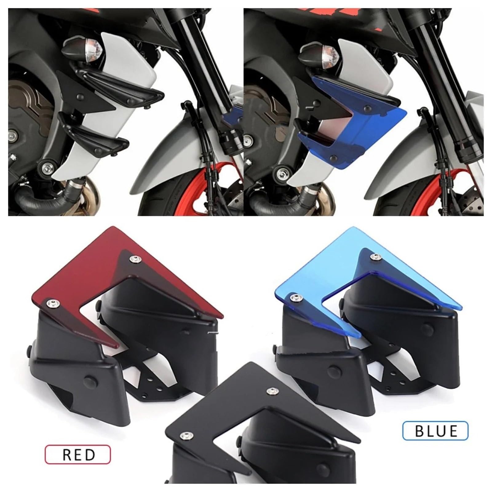 Pasuje do YAMAHA MT-09 MT 09 MT09 SP Akcesoria motocyklowe Winglet Aerodynamiczny boczny skrzydło Docisk Wiatrowy Deflektor(Red)