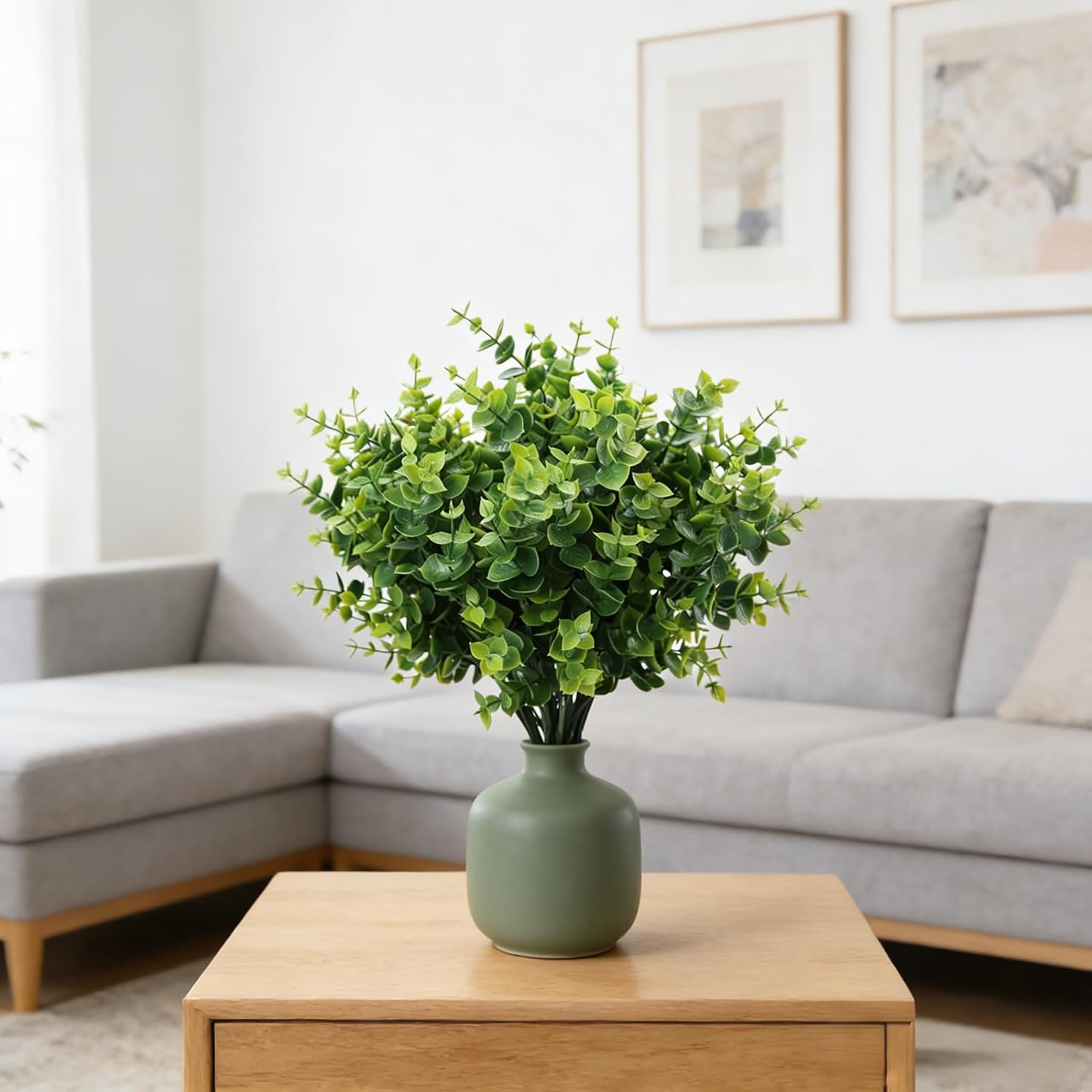 Artificial Flowers for Outdoors 20 Bundles UV Resistant Boxwood Shrubs Artificial Eucalyptus Fake Plants Faux Plastic Greenery for Farmhouse Garden Indoor Outdoor Home Wedding Decoration