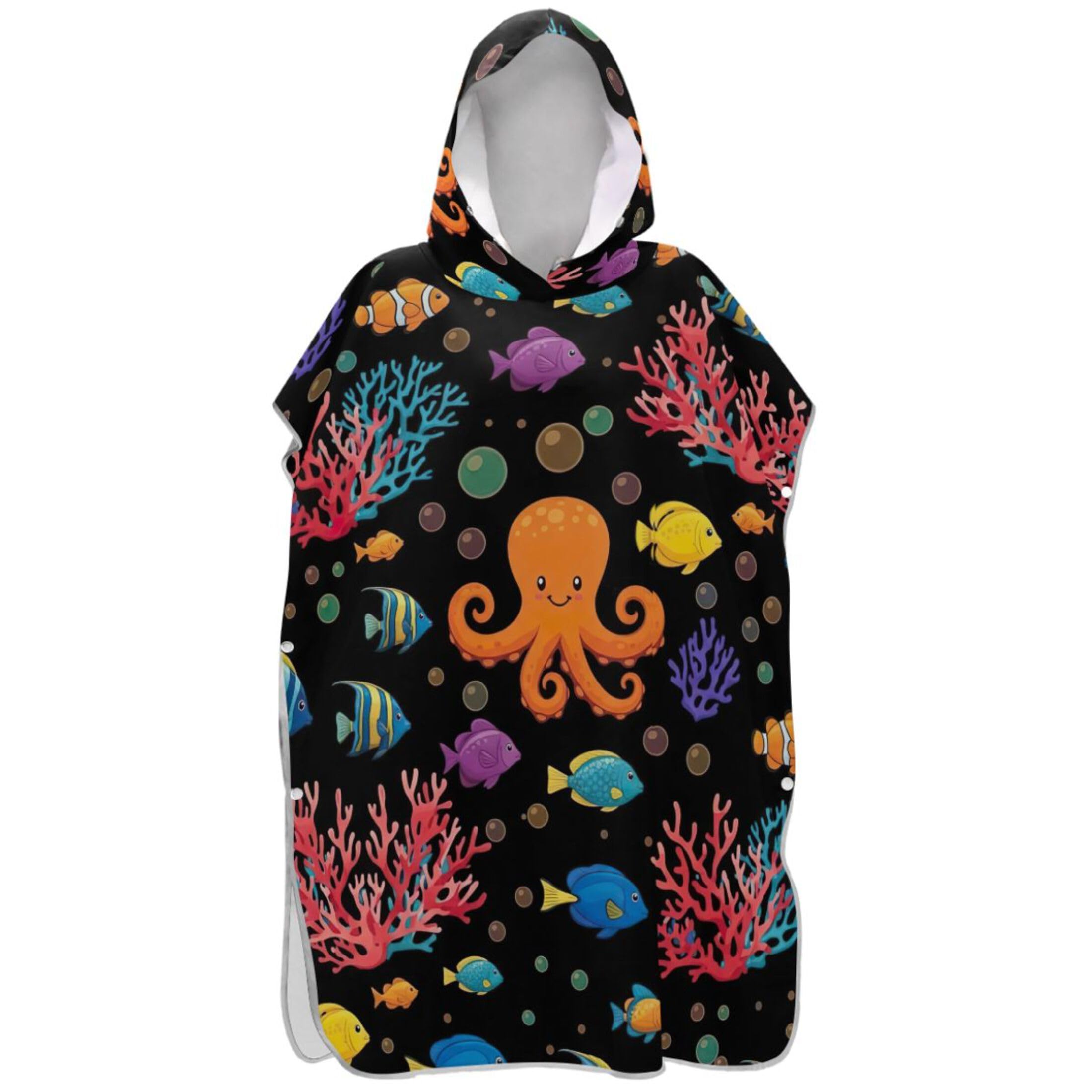 Robe de plage à capuche poissons tropicaux poncho surf adulte