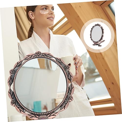 Miniatura 5 de Espejo de maquillaje vintage, billetera vertical, espejos ovalados, espejo vintage dorado, espejo cosmético plegable, espejo de tocador, espejo de