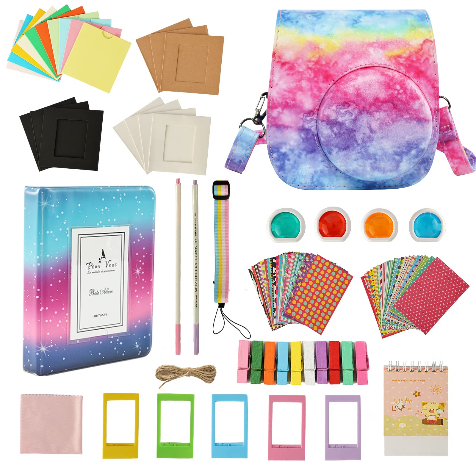 ZUIKAKU 13 in 1 Mini 11 Accessories Compatible with Fujifilm Instax Mini 11 Instant Film Camera-(Rainbow)