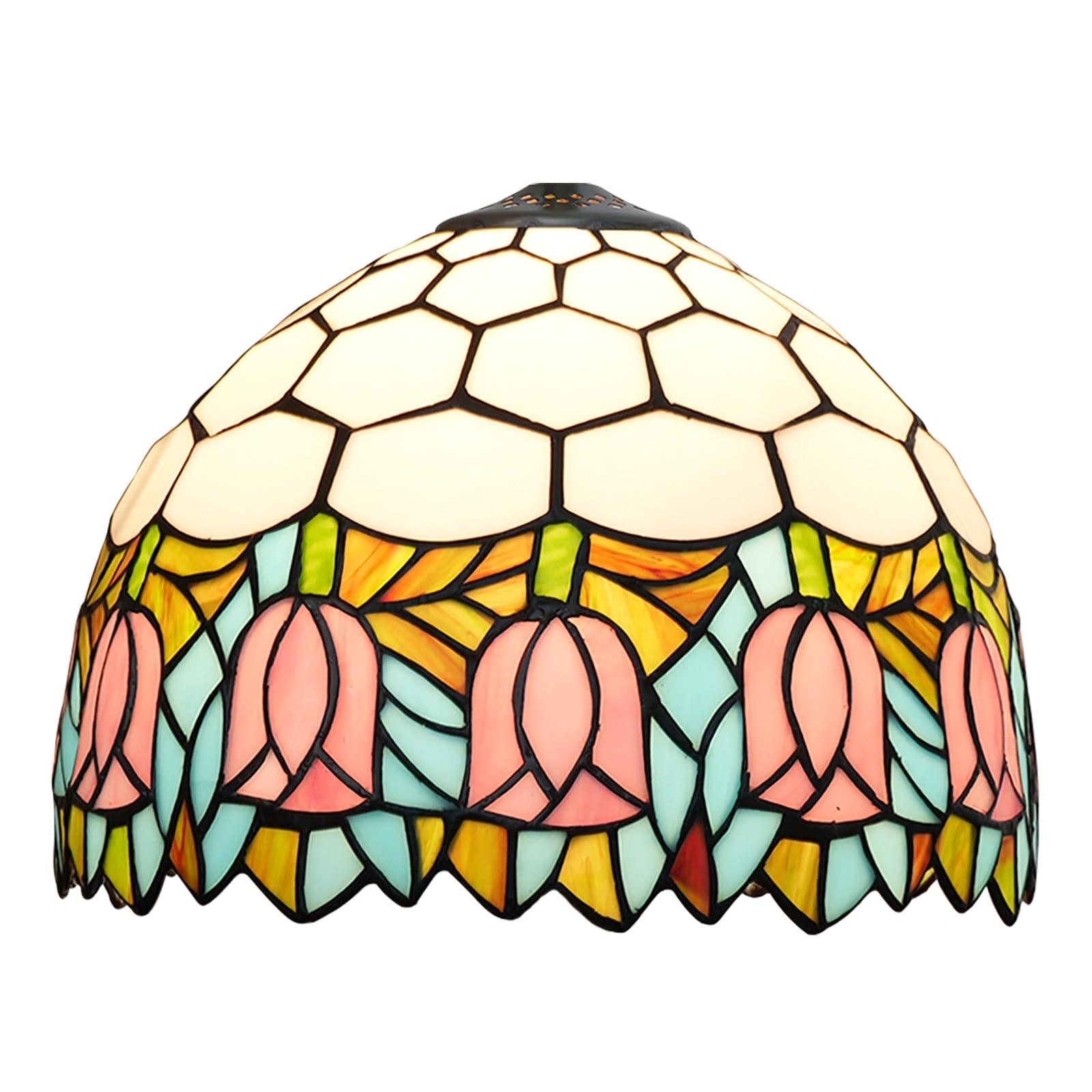 Lamp Shades for Tiffany Table Lamps 12" Pink Tulips Stained Glass Lamp Shade Replacement Vintage Creativity Lamp Cover Accessories Fit for Table Lamp Pendant Light Floor Lamps