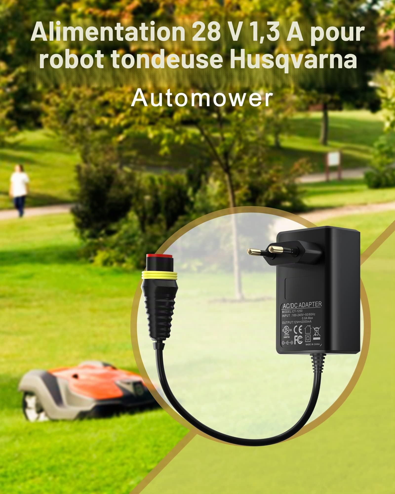 Bloc d'alimentation 28 V 1,3 A pour robot tondeuse Husqvarna Automower 105, 305, 310, 315, 315X, 405X, 415X, 310 Mark II, 315 Mark II, chargeur pour Gardena R50Li R70Li R75Li