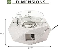 Vista 4 de COSIEST Mesa para fogata de propano para exteriores con base hexagonal de piedra sintética blanca terrazo de 24 pulgadas, quemador de acero