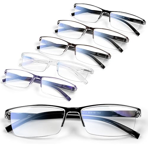 Gaoye 6 pack Executive Style Reading Glasses Men - Durable Readers with Blue Light Filtering - Comfortable Fit with TR90 Frames