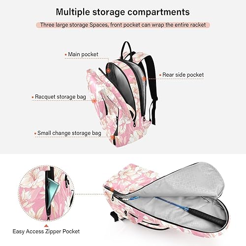 Miniatura 5 de Tenni Badminton Racket Bag Waterproof Cartoon Gar Light Peach 2 Rackets Tennis Racket Cover Gym Bag for Teen Boys Girls Men Women tenis para