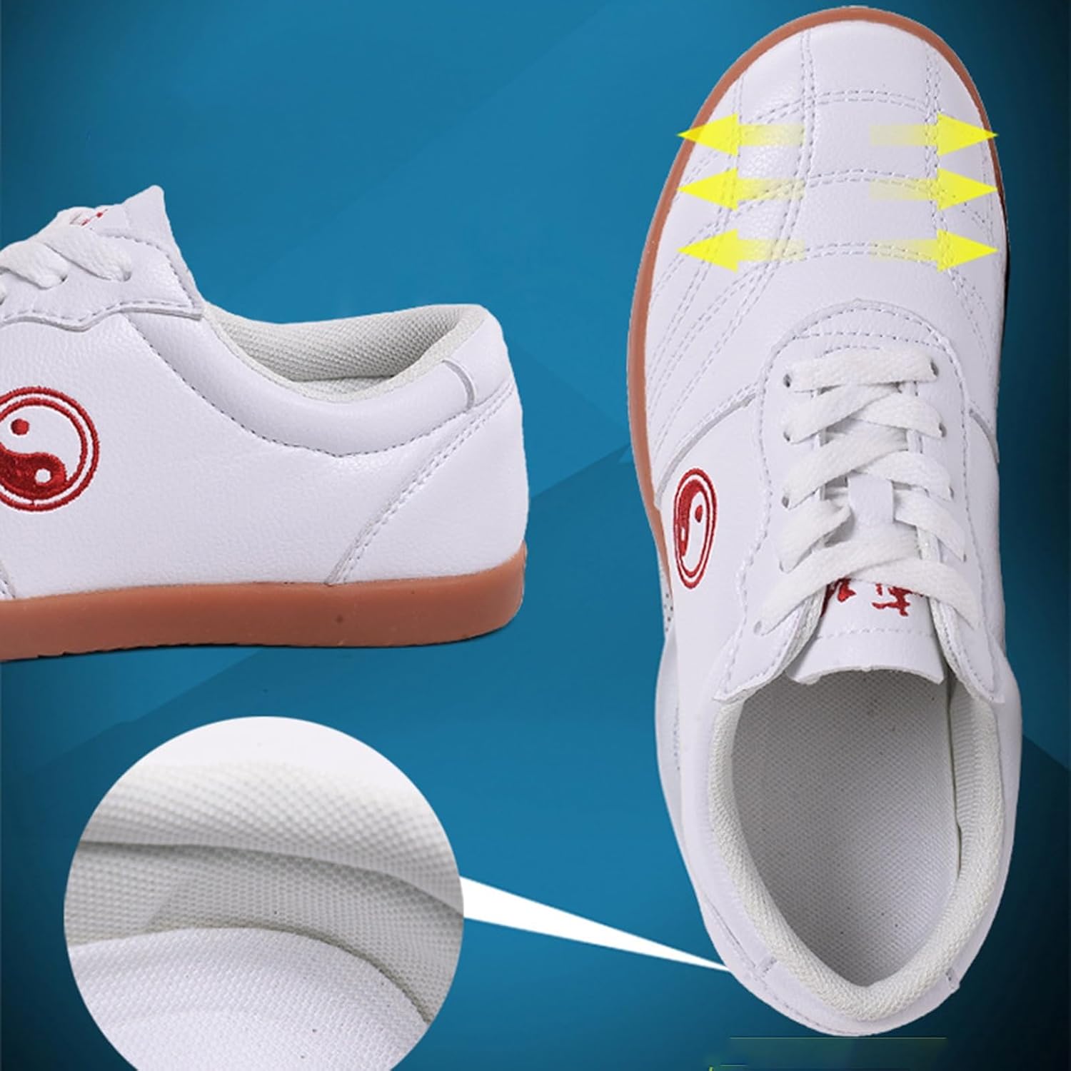 DHAEY Martial Arts Shoes Rubber Sole Wear Resistance Non-Slip Leather Breathable Wide Toe Martial Art Kung Fu Tai Chi Exercises Training Shoes (Color : Black, Size : 8 Women/6.5 Men)