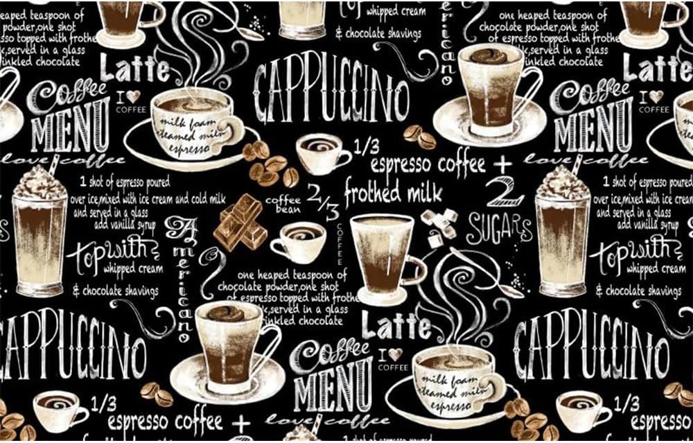 Custom Blackboard Hand Painted Coffee Wallpaper Industrial Decoration Mural Restaurant Cafe Hotel Cake Shop Background Wall Paper