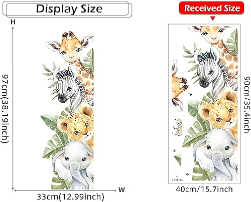 Miniatura 5 de Calcomanías de pared de animales de la selva, diseño de animales de la selva, elefante, jirafa, león, cebra, vinilo extraíble para niños, guardería,