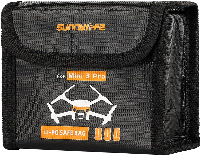 Anbee Lipo Battery Safe Bag Fireproof Safety Charging Storage Bag Compatible with DJI Mini 3/3 Pro RC Drone (Large, For 3pcs batteries)
