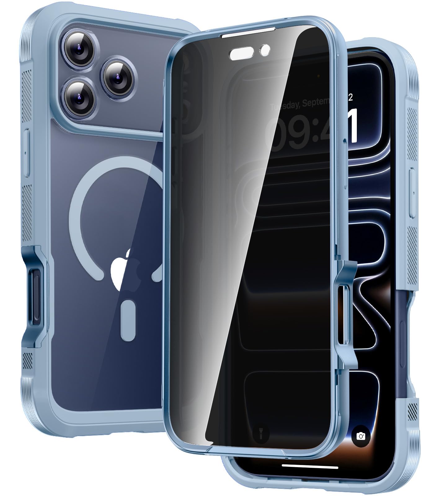 Diaclara Magnetic for iPhone 17 Pro Max Case with Privacy Protector, Blue