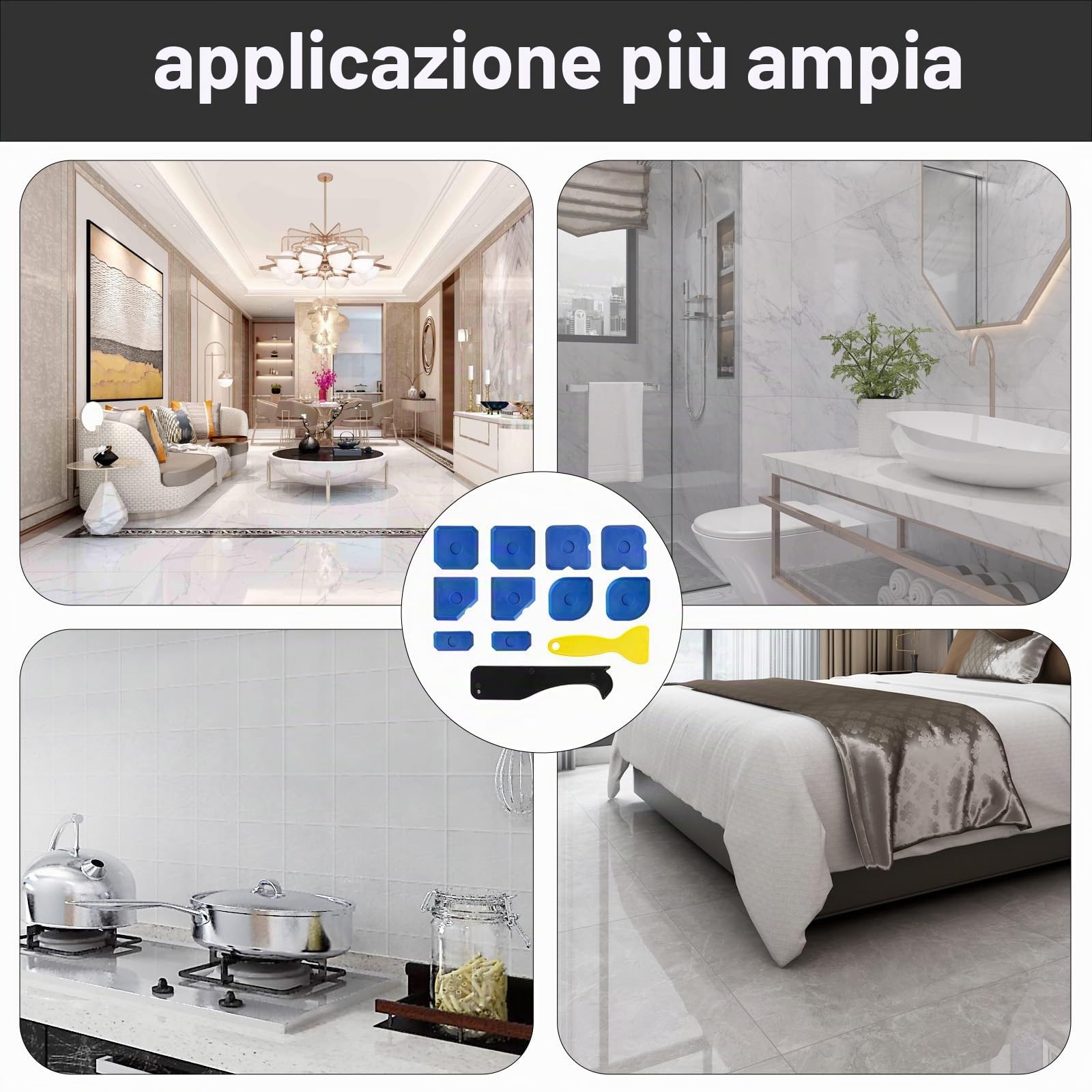 12 PZ Set di utensili per rimuovere il silicone, utensile per levigare le fughe in silicone e sigillatura in silicone, estrattore per fughe, estrattore per fughe, rimozione del silicone per cucina