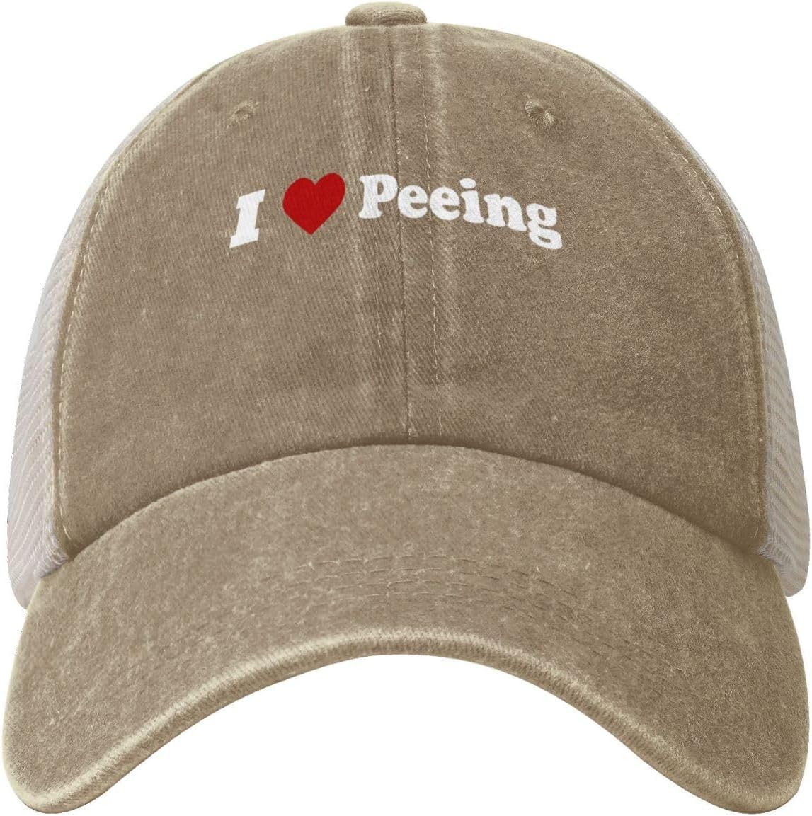 GQWJKSZ I Love Peeing Cowboy Hat Men Vintage Mesh Baseball Cap Adjustable Sun Hats Natural