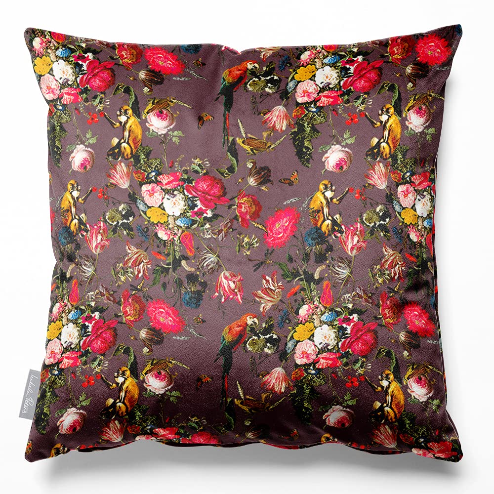 Izabela Peters Italian Grape Eco-Friendly Velvet Cushions - Filled, 40 Cm, Monkey Puzzle - Chair & Sofa Cushions
