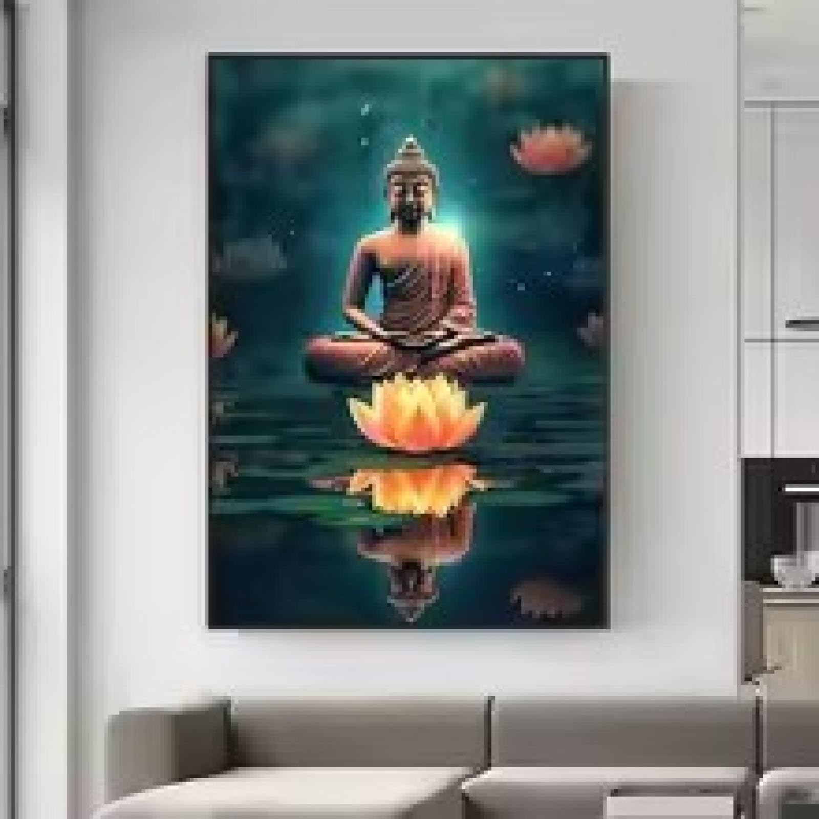 Réduire le stress quotidien grâce à la toile Bouddha zen et méditation 30x45cm - 8