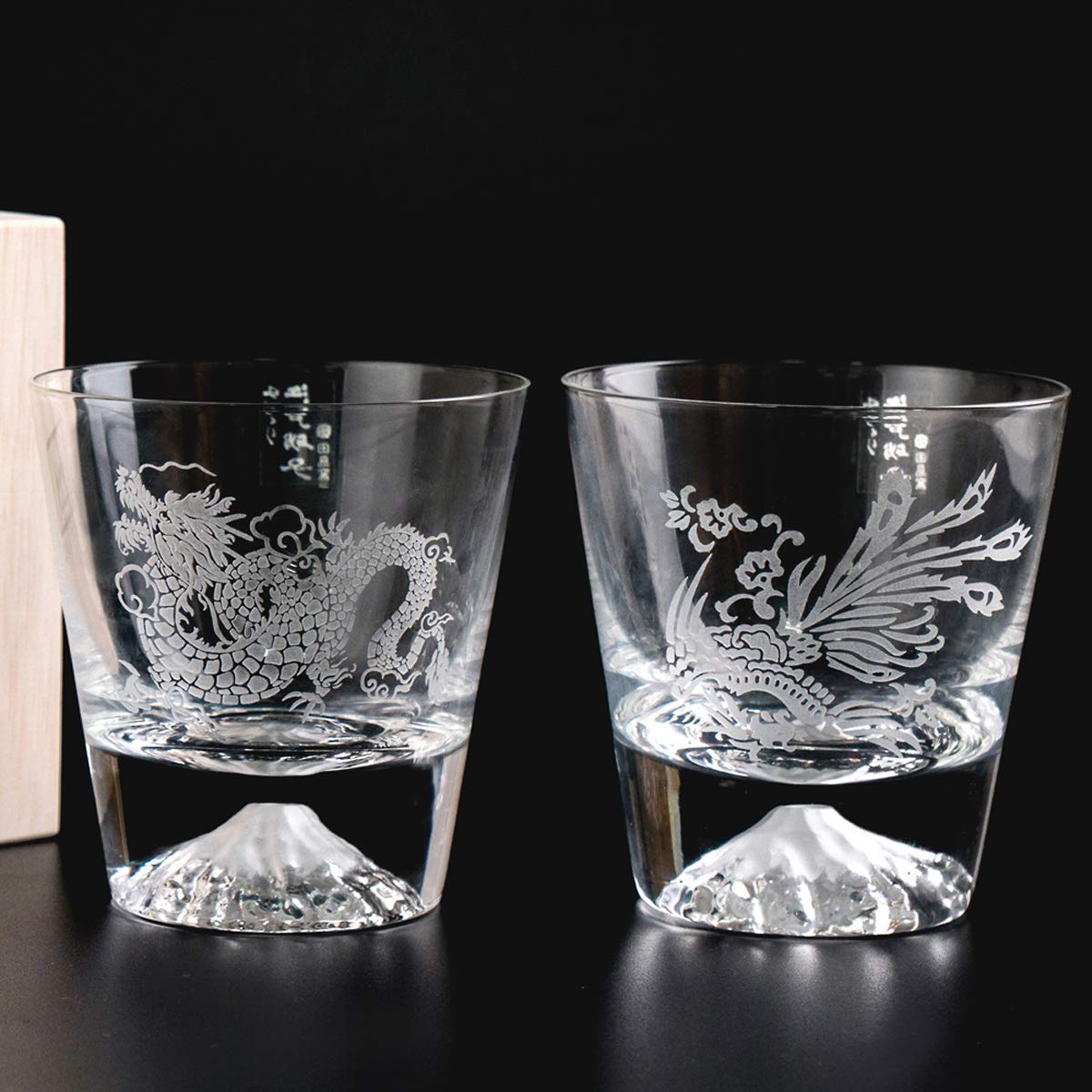 Amazon | Amazon.co.jp限定品 富士山グラス 田島硝子 龍神 × 鳳凰 
