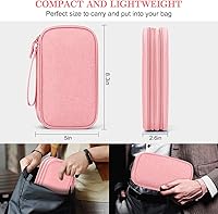 Vista 2 de FYY Organizador para cosas electrónicas, para viajes, para cables, cargadores, celular y auriculares, estuche portátil, impermeable, doble capa, Rosa