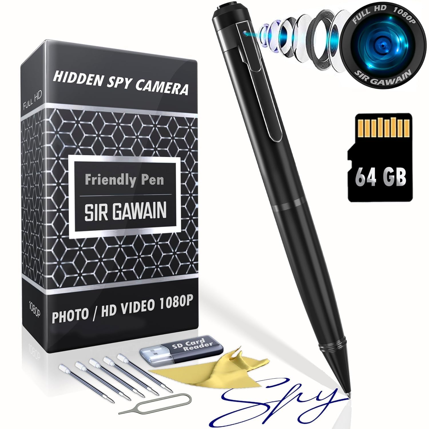BIGASUO 1080P Body Camera Pen [Upgraded 2024] – Body Cam with HD Video or Picture Taking, SD Card Storage, and Manual Control for Privacy Compliance (BG07)