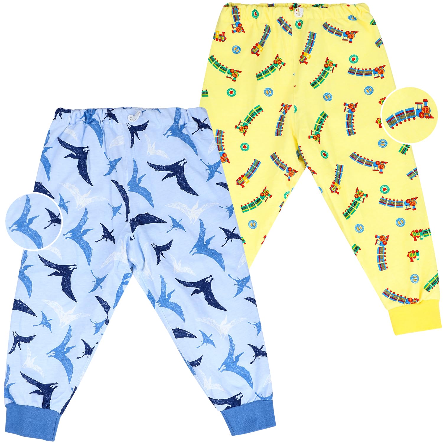 FLYISH DIRECT Culotte Apprentissage Propreté Garcon 2 Packs, Culotte de nuit Enfant Lavable, Jupe de Couche Imperméable Coton, Anti-fuite Jupe Apprentissage Propreté 5-7 ans, Train Pterosaur, L
