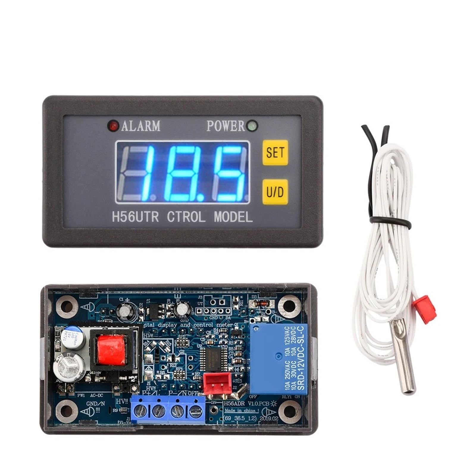 1 pz H56TR Regolatore di Temperatura Digitale con Display a LED Termostato con Strumento di Controllo Riscaldamento/Raffreddamento AC220V DC12/24V con Sonda NTC(Blue AC220V 10A)