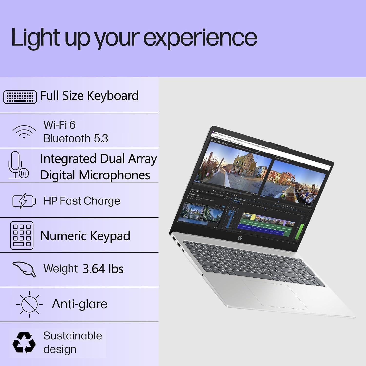 HP 15.6” Laptop | Intel N100 Quad-Core CPU (Up to 3.4GHz) | 256GB PCIe SSD | 8GB DDR4 RAM | Windows 11 Pro with Office 365 for The Web | Full-Size Keyboard | no Mouse | Everyday Tasks