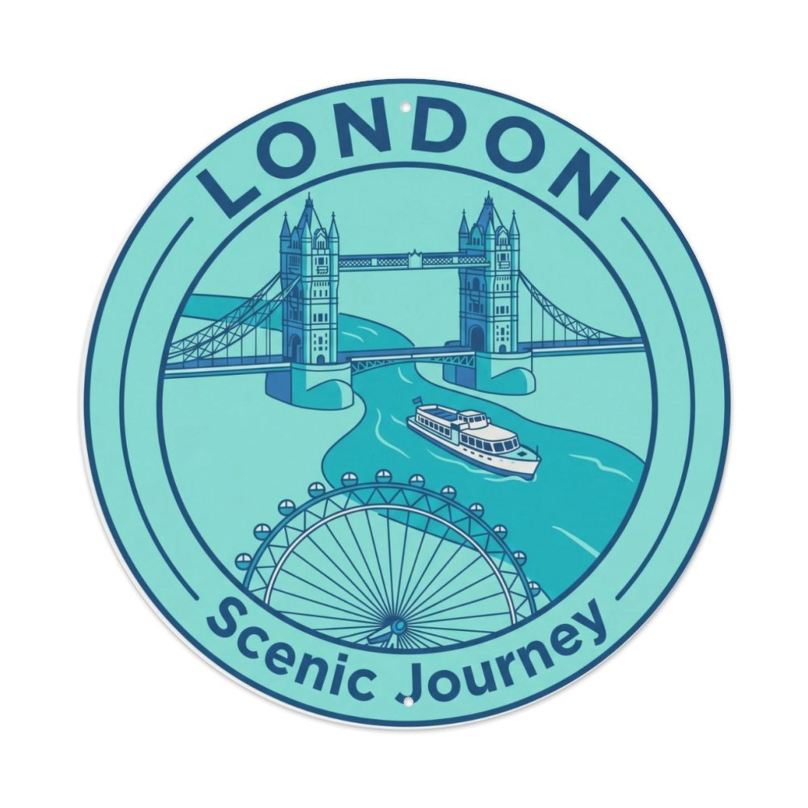 Fqcyn Style Vintage Travel London River Scenic 1 Metal Tin Sign