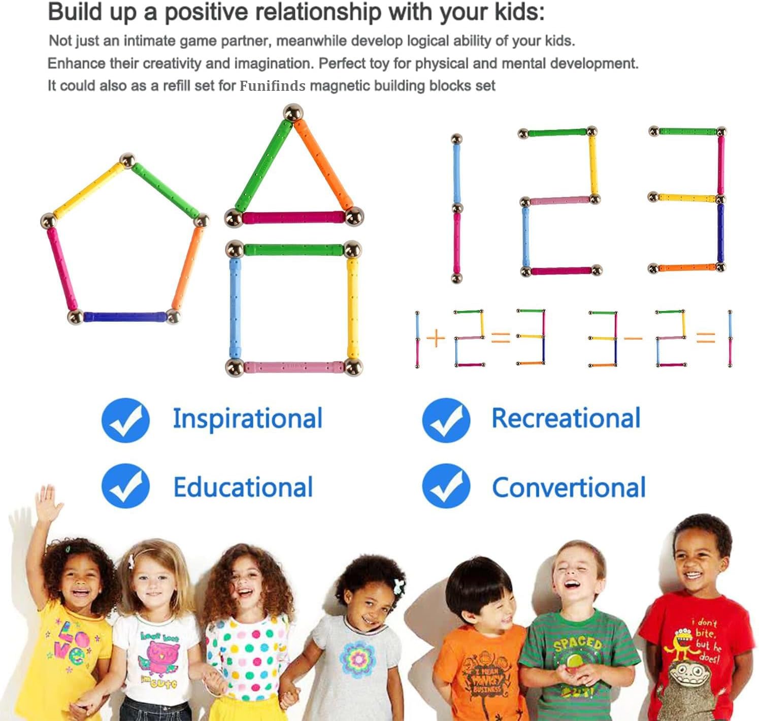 312PCS Magnetic Building Sticks Blocks Set, Magnet Educational Toys Magnetic Stacking Toys STEM Set, Non-Toxic Building Toy 3D Puzzle with Storage Bag