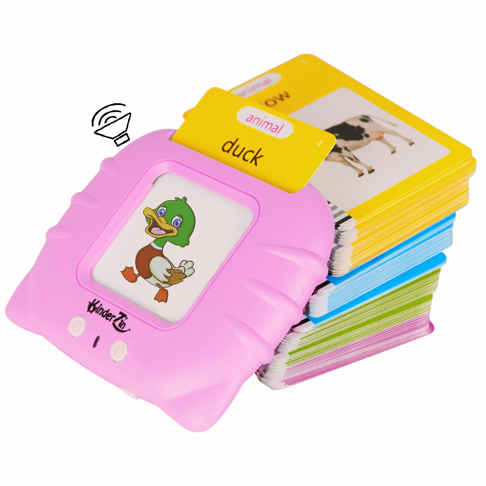 Premium Talking Flash Cards for Kids & Babies | Talking Toy for Early Education | Fun Learning Montessori Games for Kids 1 to 6 | 112 Cards with 224 Words (Pink)