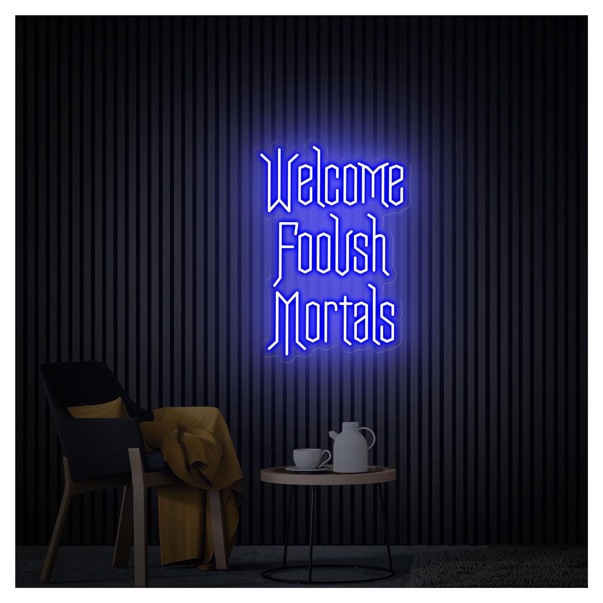 RONGCH Hanging Art Signs Welcome Foolish Mortals Neon Sign,Suitable for Festival Party Decor with Dimmable 31cmx45cm(C)