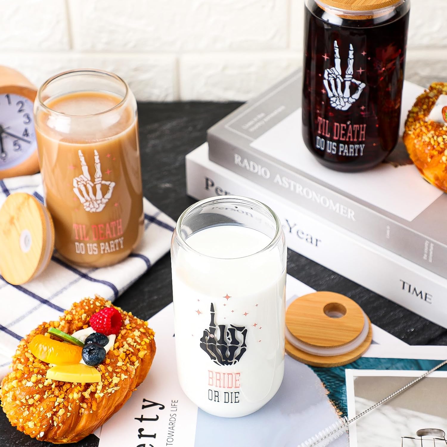 Umigy 6 Pcs Bride or Die Bachelorette Party Decorations 16 oz Till Death Do Us Party Can Shaped Glass Cups Bridesmaid Proposal Gifts Wine Tumblers for Wedding Bridal Shower Proposal Bachelorette