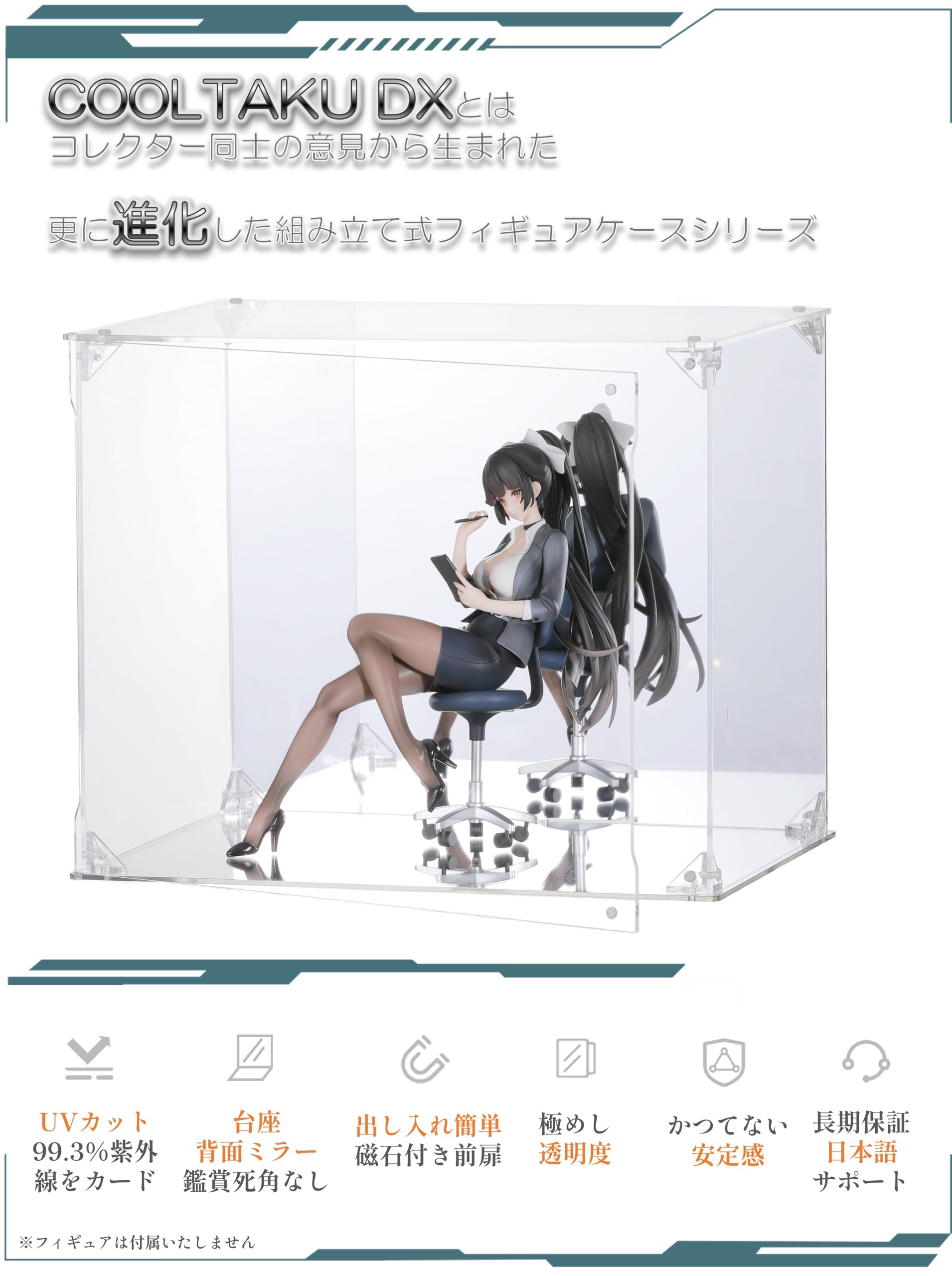 UVカット　アクリル　背面ミラー　シングルLED　フィギュアケース UVカット版登場 アクリルケース Fケース ノーマル型・上下透明