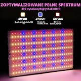 MICCYE Lampa LED do Roślin ze Statywem 300 LEDs 25W | Ciepła Biel & czerwień & błękit, timer 4/8/12 godzin, 10 poziomów
