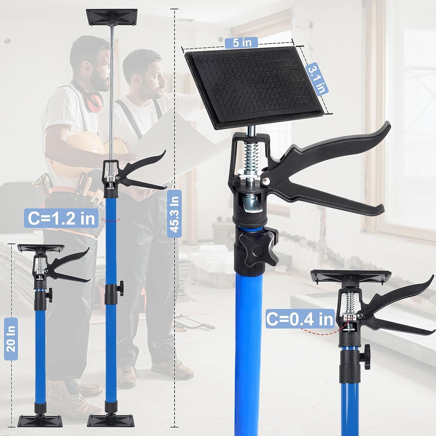 HEYOUTH 2 pezzi Sostegno a Soffitto,Puntello Telescopico Regolabile,Asta Telescopica,Lunghezza 50-115 cm,Palo Telescopico,Carico Fino a 40 kg,Per posizionare, fissare pezzi, per pannelli in cartongess